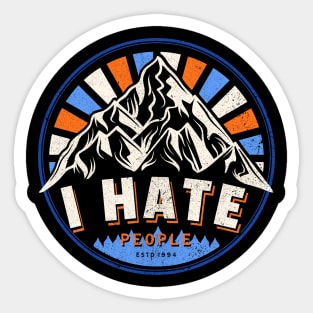 I Hate People - Retro Sunset Mountain Sticker